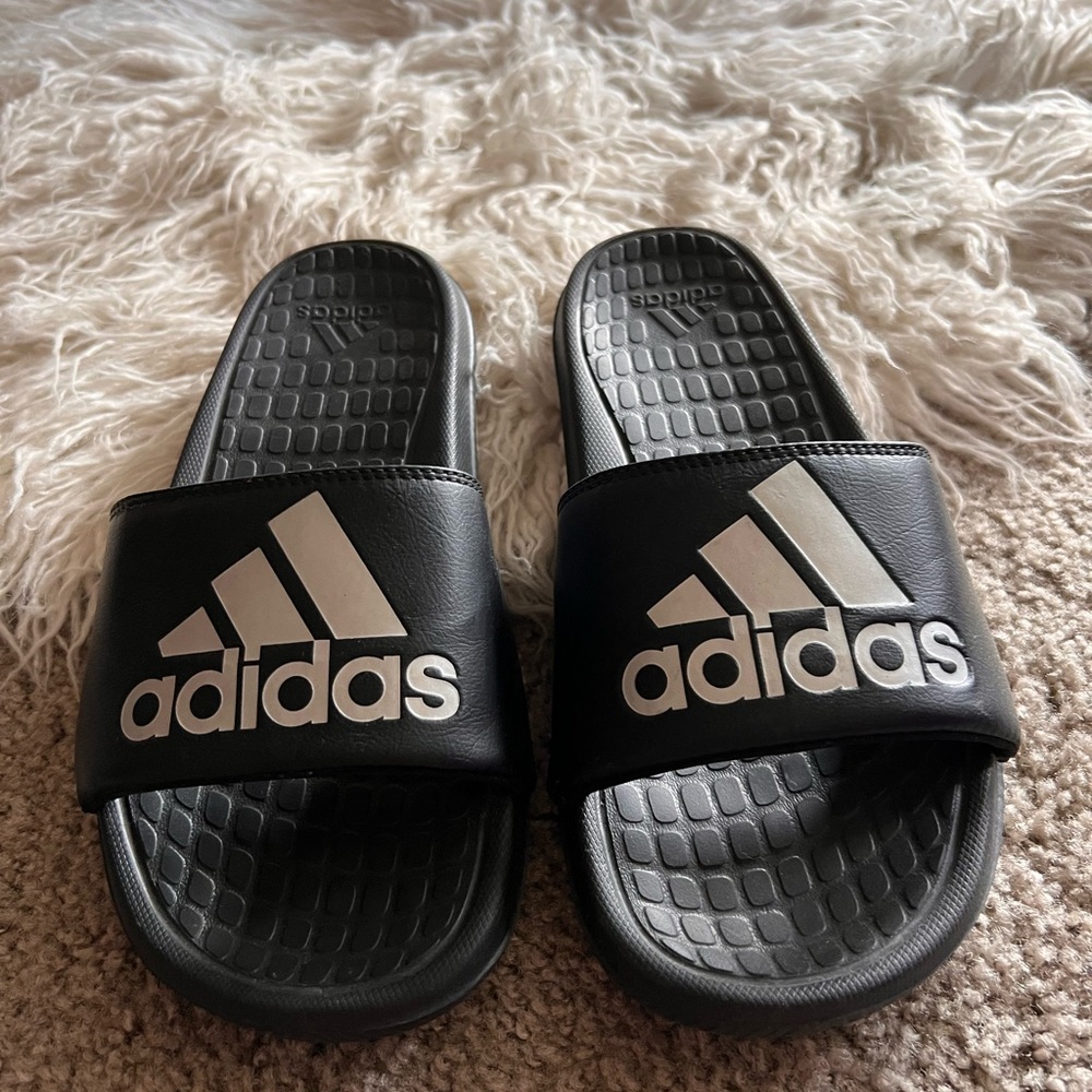 Adidas Black and White Slides